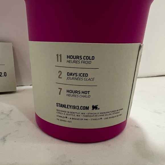 Stanley Vibrant Pink Tumbler with Orange Accent - Picture 6 of 13